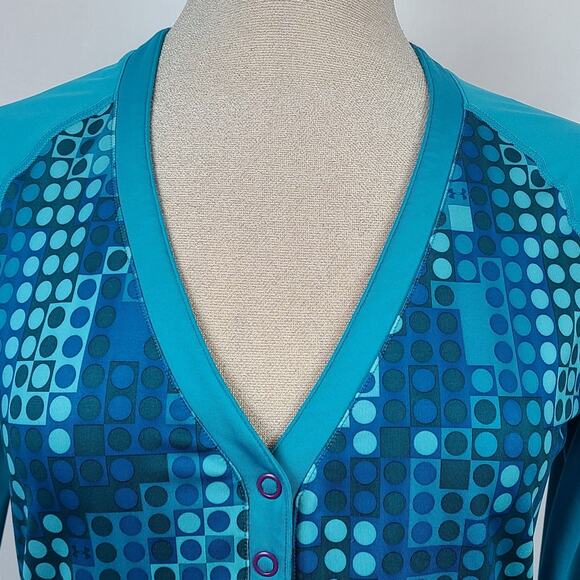 Under Armor Cold Gear V neck snap front long sleeve top Medium - Picture 2 of 11